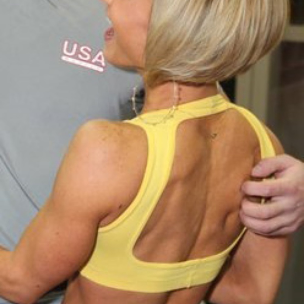 Compression Sports Bra Women Open Back Yellow XS-S